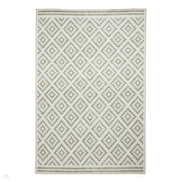 Washable Coral H1058 Modern Geometric Lightweight Printed Polyester Flatweave Green Rug-Think Rugs-Rug Love - The Most Loved Rug Store